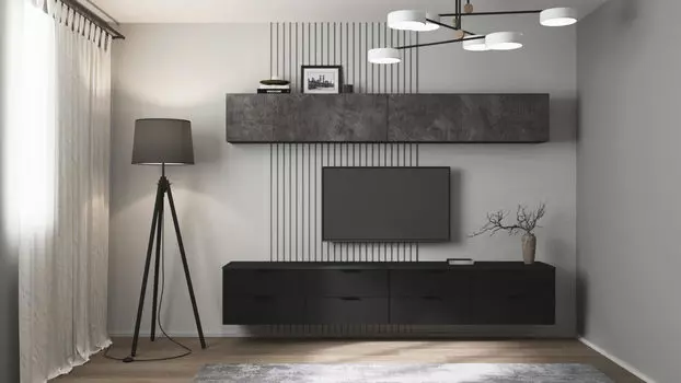 Гостиная City, цвет Антрацит Камень темный/черный