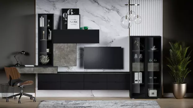 Гостиная City, цвет Антрацит Камень темный/черный