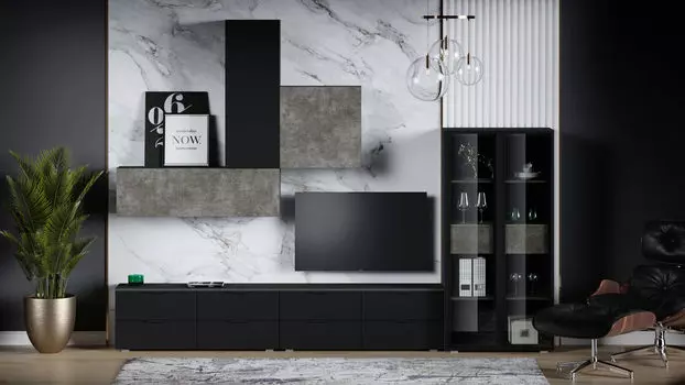 Гостиная City, цвет Антрацит Камень темный/черный