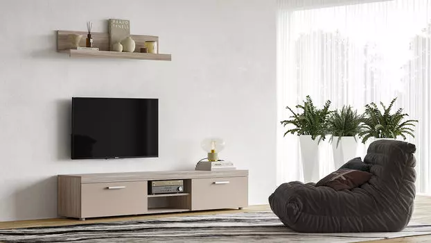 Гостиная с тумбой Tiss, цвет Ясень шимо+Капучино