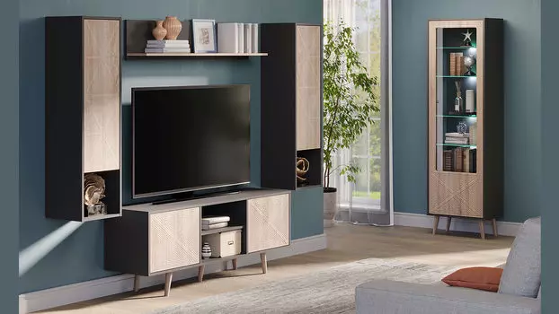 Гостиная Walm, цвет Черный Графит, Дуб Сонома