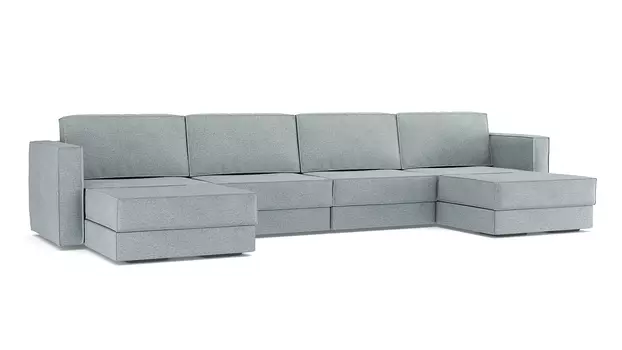 Модульный диван Hero 6-секционный с 2 пуфами Arbus Arctic Blue