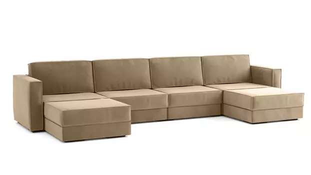 Модульный диван Hero 6-секционный с 2 пуфами Casanova beige