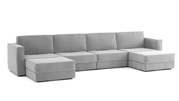 Модульный диван Hero 6-секционный с 2 пуфами Casanova grey