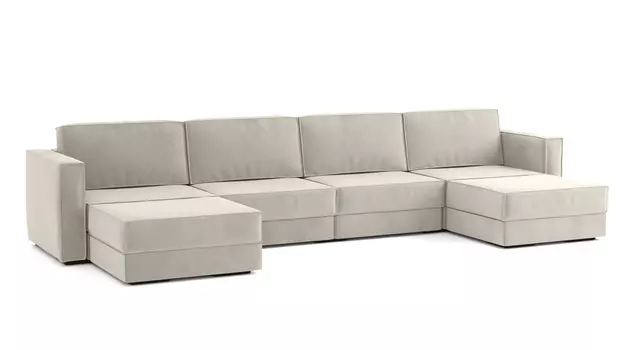 Модульный диван Hero 6-секционный с 2 пуфами Casanova milk