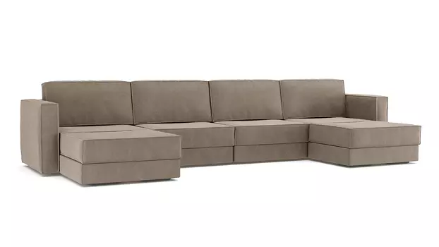 Модульный диван Hero 6-секционный с 2 пуфами Sky velvet 03