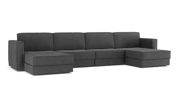 Модульный диван Hero 6-секционный с 2 пуфами Sky velvet 16