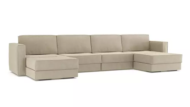 Модульный диван Hero 6-секционный с 2 пуфами Sky velvet 21