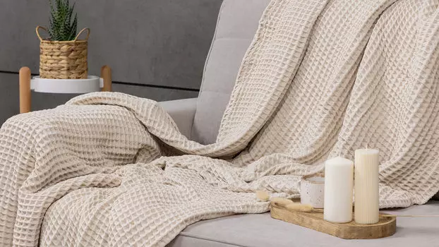 Хлопковое покрывало Waffle, цвет айвори