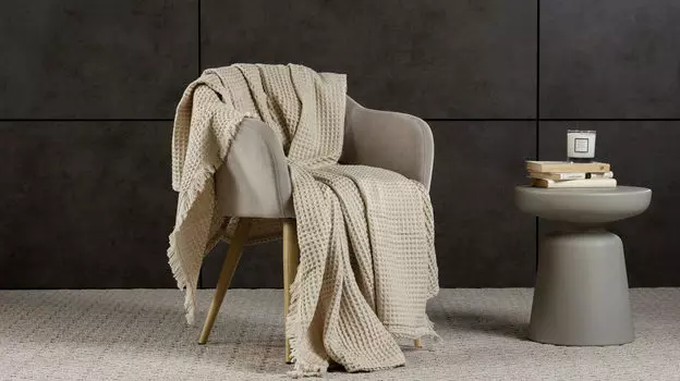 Хлопковое покрывало Waffle, цвет айвори