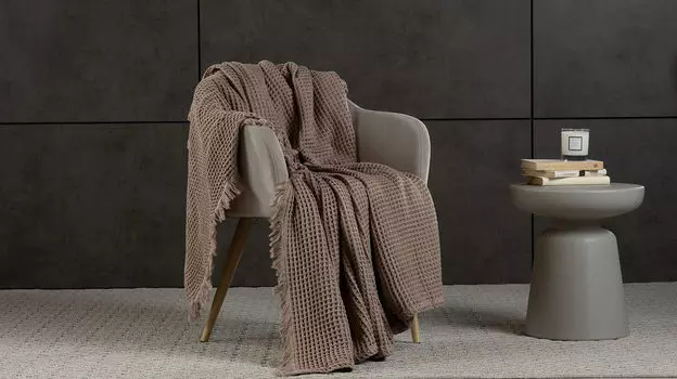 Хлопковое покрывало Waffle, цвет сандал