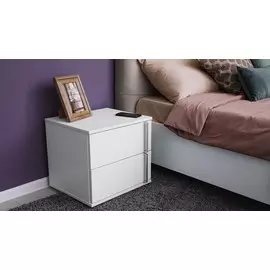 Тумба прикроватная Innovo Qi с беспроводной зарядкой, цвет Белый премиум