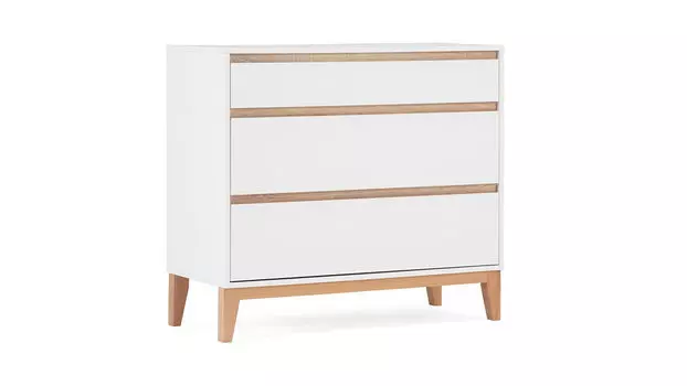 Комод 3 ящика Orel, цвет Белый премиум, Дуб сонома