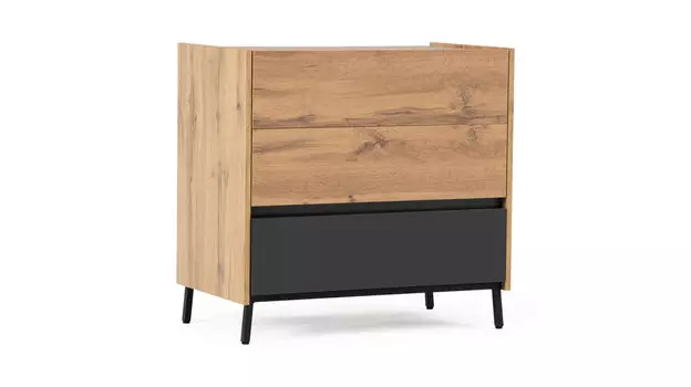 Комод Ileksa, цвет Дуб Натюрель + Черный Графит