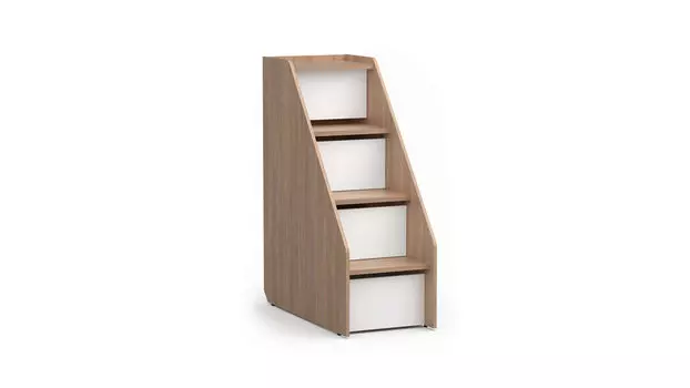 Комод-лестница 4 ящика Luna, цвет Дуб медовый, Белый премиум