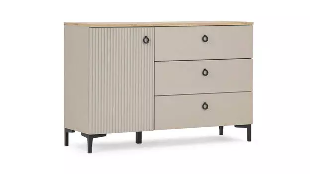 Комод однодверный с ящиками Zima, цвет Дуб сильверджек ореховый, Глиняный серый