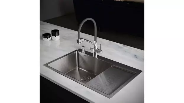 Комплект мойка для кухни с правым крылом и дозатор РМС MRK-7851L нержавеющая сталь-серый (набор 2в1)