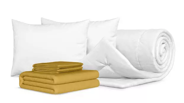 Комплект Одеяло Beat , 2 Подушки Ray , Комплект постельного белья Comfort Cotton, цвет Горчичный