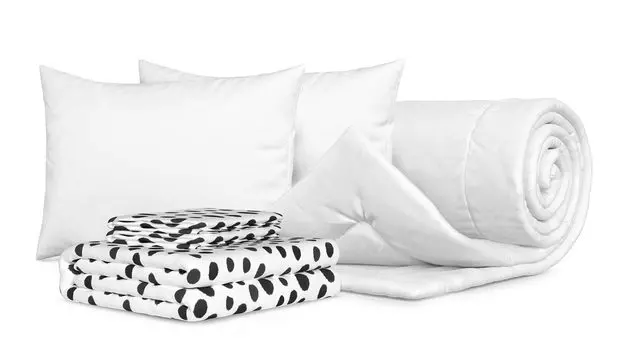 Комплект Одеяло Beat , 2 Подушки Sky , Комплект постельного белья Askona Home Scandi точки, черно-белый