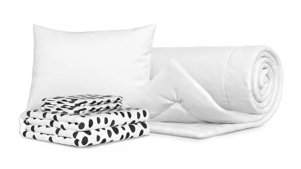 Комплект Одеяло Beat , Подушка Sky , Комплект постельного белья Askona Home Scandi точки, черно-белый