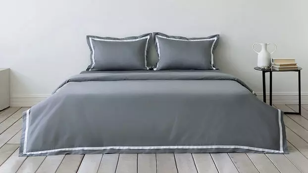 Комплект постельного белья Maco Sateen Frame Пепельный