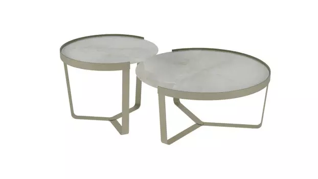 Комплект журнальных столов Temple, цвет белый оникс, титан