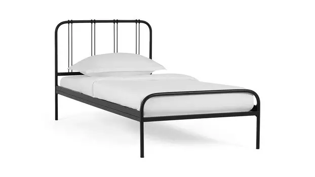 Кровать металлическая Antica, черный шагрень, размер 200x090