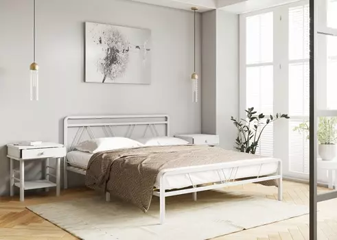 Кровать металлическая Cassis, цвет белый