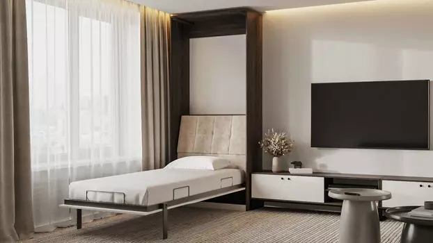 Кровать откидная вертикальная Smart Folding, цвет Венге, Белый, 90х200 см