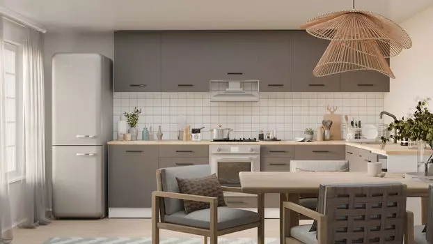 Кухонный модульный гарнитур угловой Grey 3 х 2,2 м