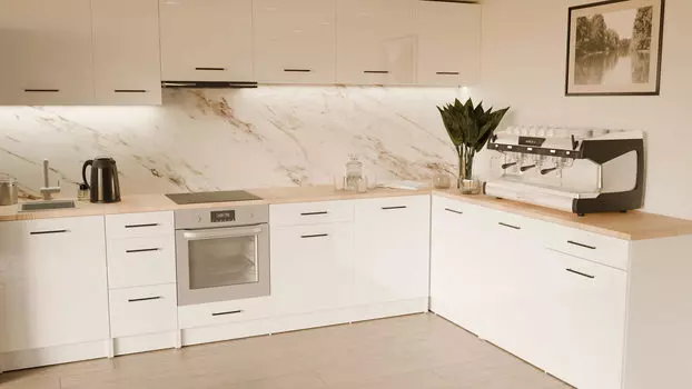 Кухонный модульный гарнитур угловой Ice 3 х 2,4 м