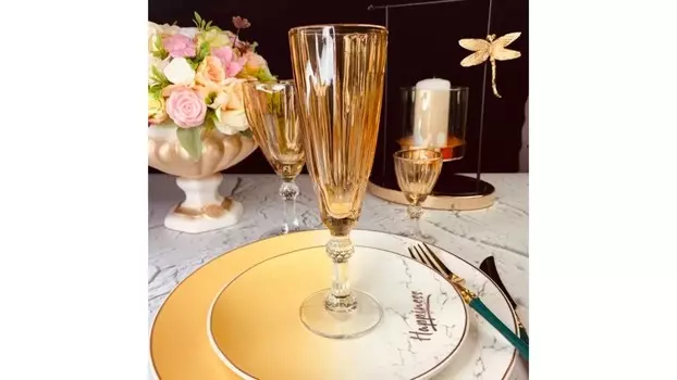 Набор бокалов для шампанского 6 шт Shine nova 0,17 л золотой