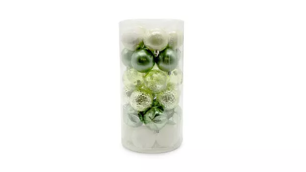 Набор ёлочных игрушек 30 шт. Tub Green-White 6