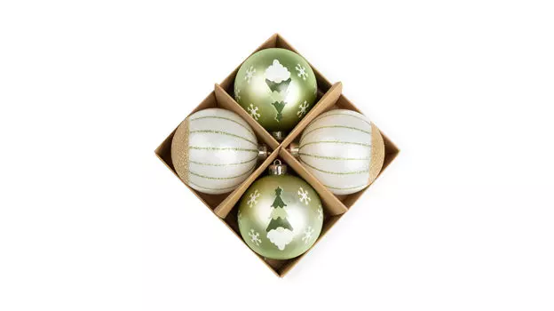 Набор ёлочных игрушек 4 шт. Sphere Green-White 8