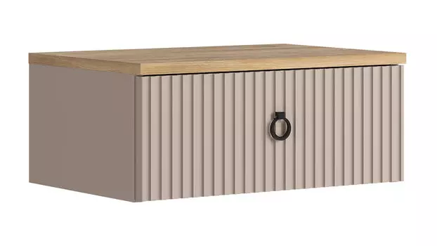 Навесная прикроватная тумба Zima, цвет Дуб сильверджек ореховый, Глиняный серый