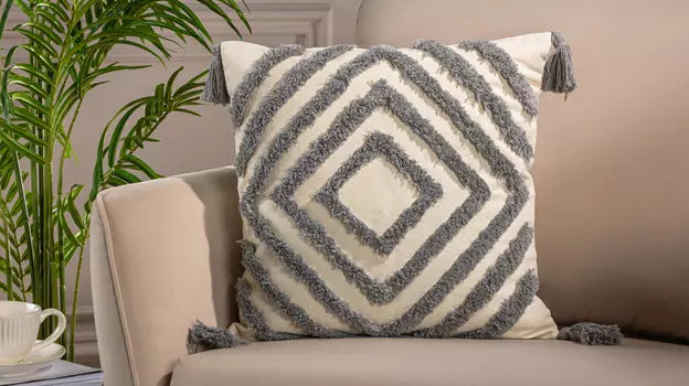 Наволочка декоративная Askona Home Fuzzy, Штрихи серый