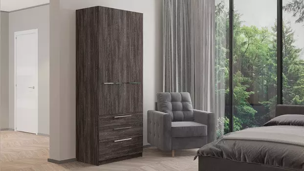 Шкаф двухдверный Noble 90 см с ящиками, цвет Венге