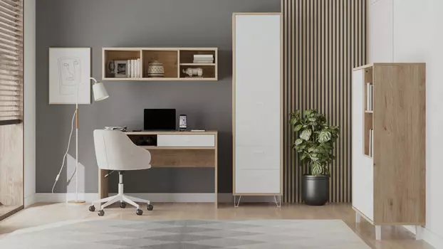 Офис Agira, цвет Гикори кингстон Белый блеск