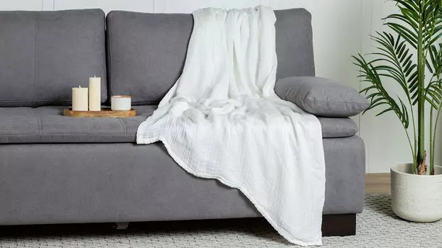 Покрывало Scandi Tencel, цвет: молочный