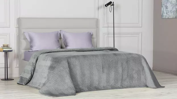 Покрывало стеганое Velvet Edition (геометрия), цвет Платина