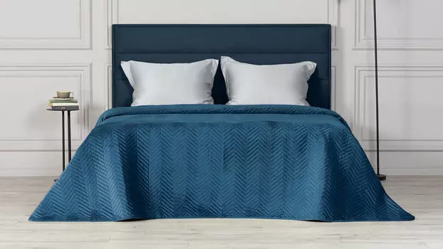 Покрывало стеганое Velvet Edition (геометрия), цвет Синий капри