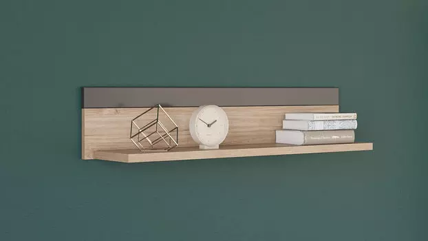 Полка навесная Agira, Цвет Гикори кингстон, Антрацит