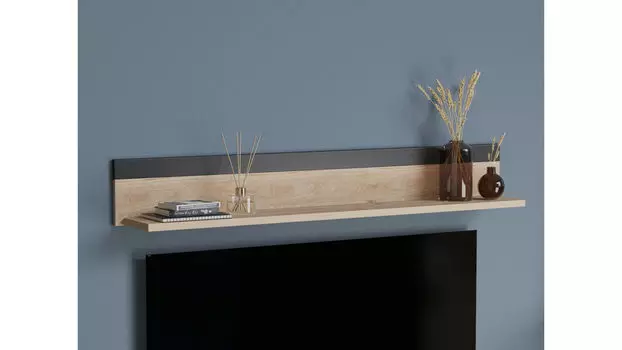 Полка навесная Agira, Цвет Гикори кингстон, Антрацит