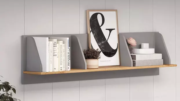 Полка навесная Justin, цвет Серый Шифер + Дуб Натюрель