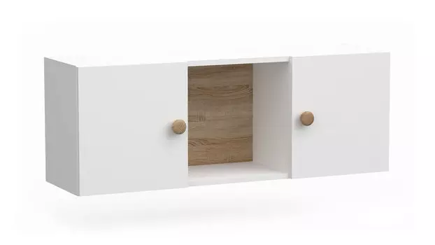 Полка навесная Mellow, цвет Белый премиум, Дуб Сонома