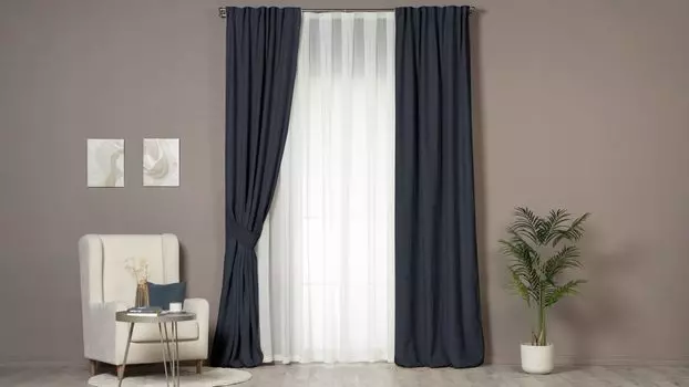 Портьера Askona Home Linen 145 300 голубая полночь