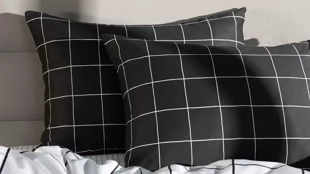 Постельное белье Askona Home Scandi клетка, черно-белый