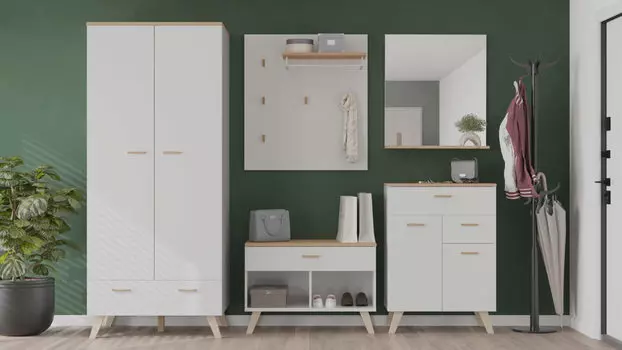 Прихожая Helmi, Гикори кингстон Белый блеск