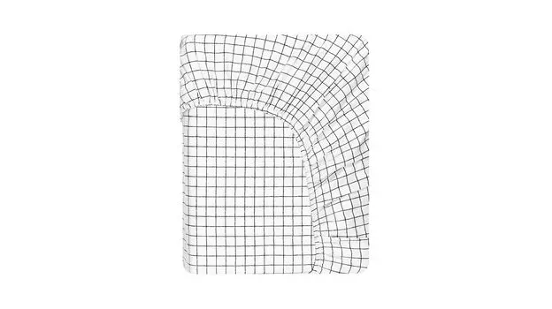 Простыня на резинке Askona Home Scandi клетка, цвет черно-белый