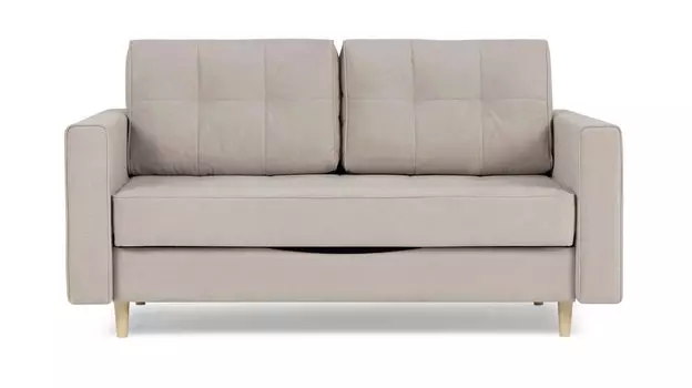 Прямой диван Amani Mini с широкими подлокотниками, стежка квадраты